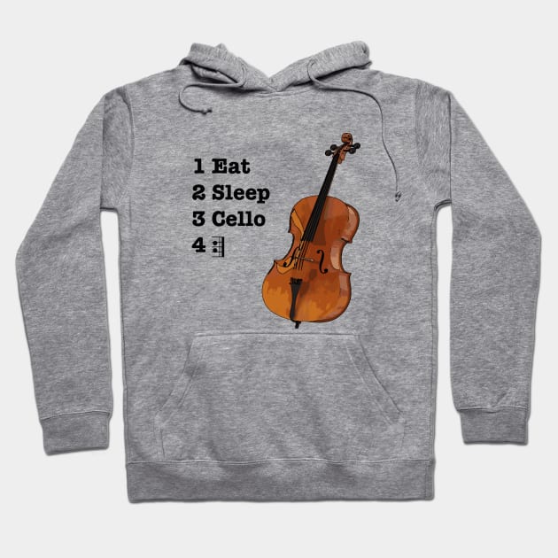 Eat, Sleep, Cello, Repeat Hoodie by candhdesigns